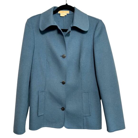 Michael Kors Collection Wool Jacket XS Blue Gray Collar Career Minimalist Chic - Picture 1 of 14